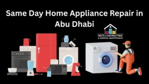 Technician repairing a washing machine and fridge on the same day in Abu Dhabi