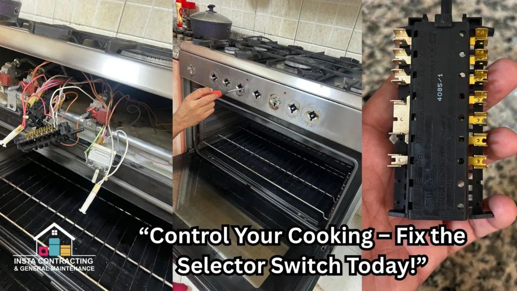 Technician replacing selector switch on a gas stove in Abu Dhabi