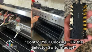 Technician replacing selector switch on a gas stove in Abu Dhabi